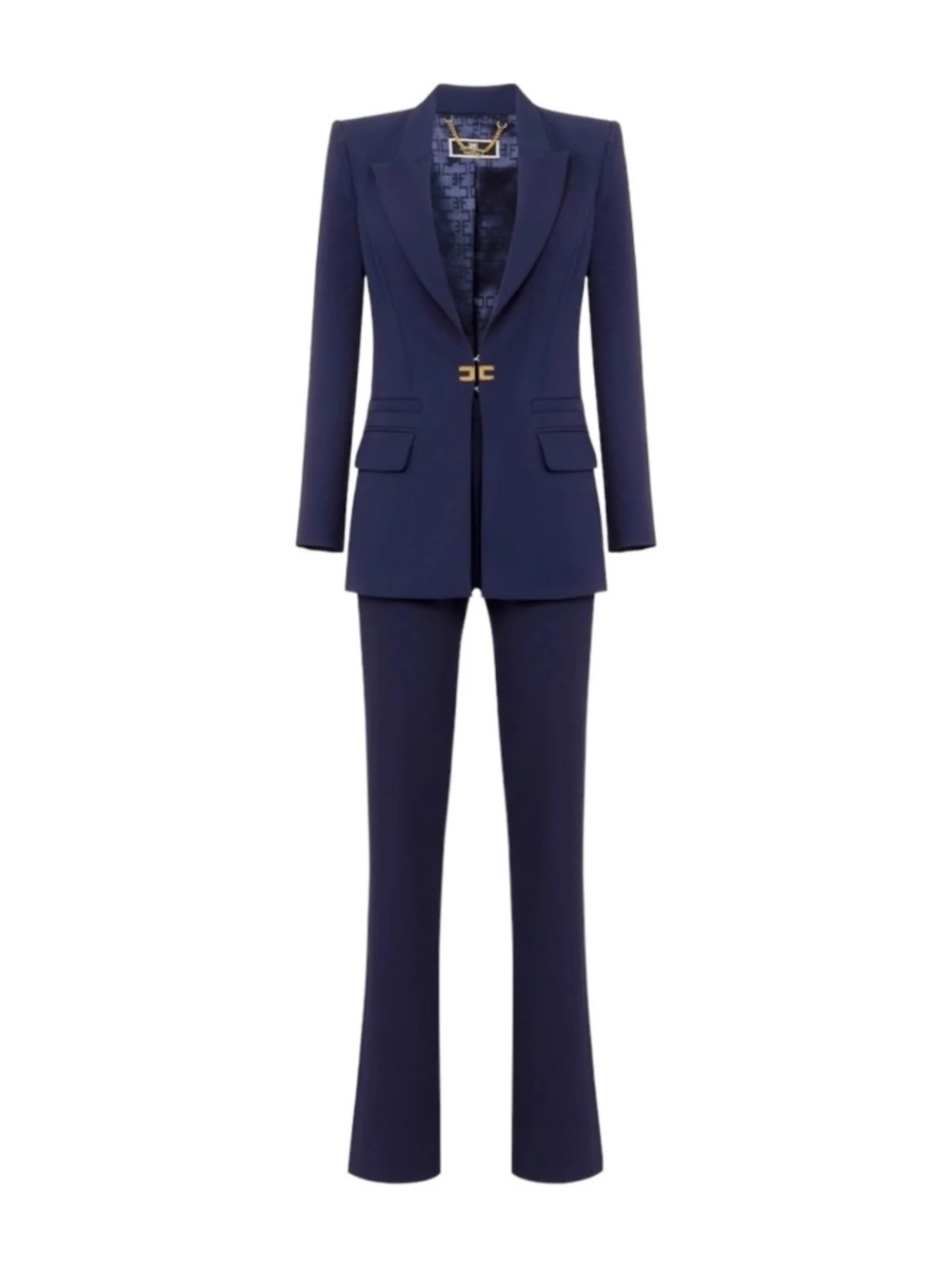 Elisabetta Franchi Women's Navy Tailored Pantsuit - Elegant Two-Piece Set